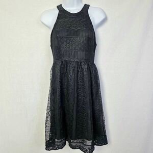 Vanity Black Lace Halter Fit & Flare Dress M
